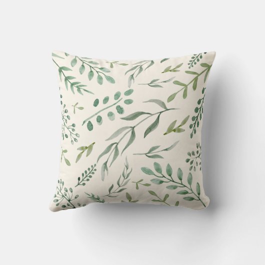 Botanisches Greenery Wreath Monogramm Kissen (Rückseite)