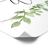 Botanisches Grün Begrüßung Hochzeit oder Dusche Poster (Ecke)