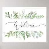 Botanisches Grün Begrüßung Hochzeit oder Dusche Poster (Vorne)