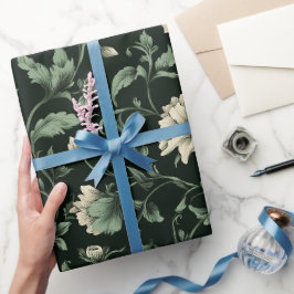 Botanisches Grün Blumen Cream Blumenmuster Geschenkpapier