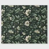 Botanisches Grün Blumen Cream Blumenmuster Geschenkpapier (Flach)