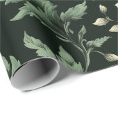 Botanisches Grün Blumen Cream Blumenmuster Geschenkpapier (Rolleneckpunkt)