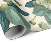 Botanisches Grün Blumen Creme Blumenmuster Geschenkpapier (Rolleneckpunkt)