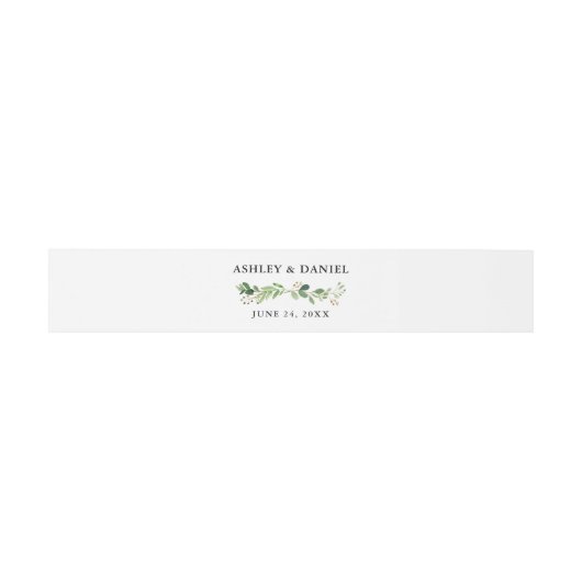 Botanisches Grün der Hochzeitswasserfarbe Einladungsbanderole (Flach)