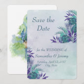 Botanisches Grün der Wasserfarbe Save the Date (Vorne/Hinten)