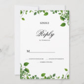 Botanisches Grün, einfache Hochzeit RSVP Einladung (Vorderseite)