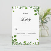 Botanisches Grün, einfache Hochzeit RSVP Einladung (Stehend Vorderseite)