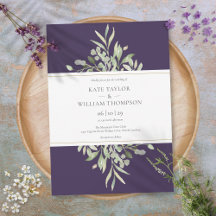 Botanisches Grün Elegante Lila Hochzeit