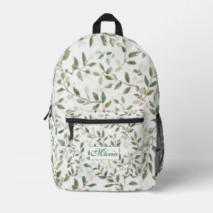 Botanisches Grün Eukalyptus-Monogramm Bedruckter Rucksack