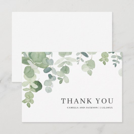 Botanisches Grün Fallende Blätter Danke Karte (Vorne/Hinten)