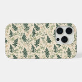 Botanisches Grün Farn Beige Blumenmuster iPhone Hülle (Rückseite (Horizontal))
