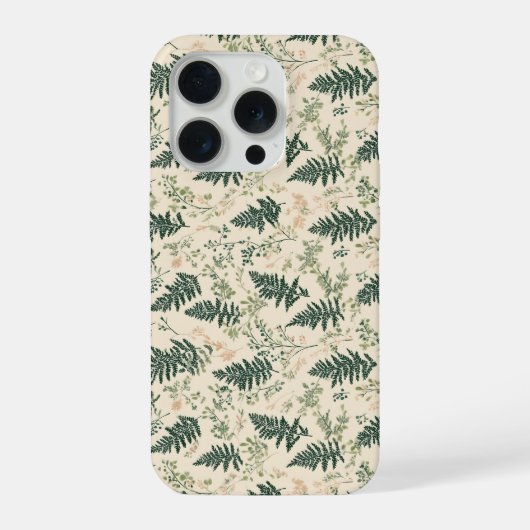 Botanisches Grün Farn Beige Blumenmuster iPhone Hülle (Rückseite)
