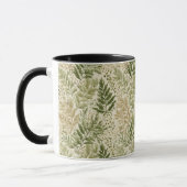 Botanisches Grün Farn Beige Blumenmuster Tasse (Links)