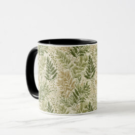 Botanisches Grün Farn Beige Blumenmuster Tasse