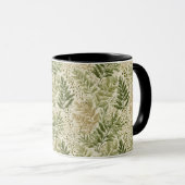 Botanisches Grün Farn Beige Blumenmuster Tasse (VorderseiteRechts)