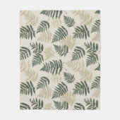 Botanisches Grün Farn Beiges Blumenmuster Fleecedecke (Vorderseite)