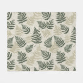 Botanisches Grün Farn Beiges Blumenmuster Fleecedecke (Vorderseite (Horizontal))