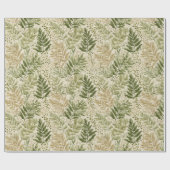 Botanisches Grün Farn Beiges Blumenmuster Geschenkpapier (Flach)