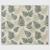 Botanisches Grün Farn Beiges Blumenmuster Geschenkpapier (Flach)