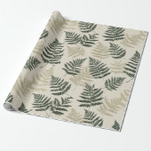 Botanisches Grün Farn Beiges Blumenmuster Geschenkpapier (Ungerollt)