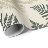Botanisches Grün Farn Beiges Blumenmuster Geschenkpapier (Rolleneckpunkt)