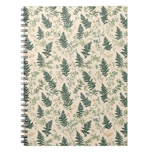 Botanisches Grün Farn Beiges Blumenmuster Notizblock (Vorderseite)