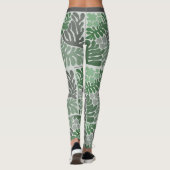 Botanisches Grün & Graues Leaf Leggings (Rückseite)