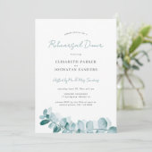 Botanisches Grün Modernes Hochzeitsessen Probe Einladung (Stehend Vorderseite)