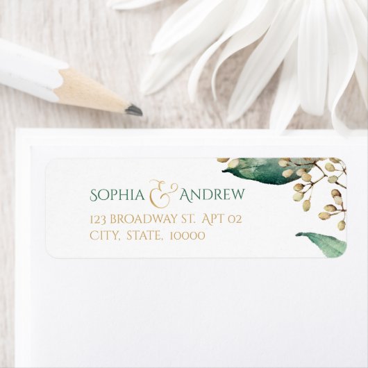 Botanisches Grün rustikale Hochzeitsreise Rücksend (Insitu)