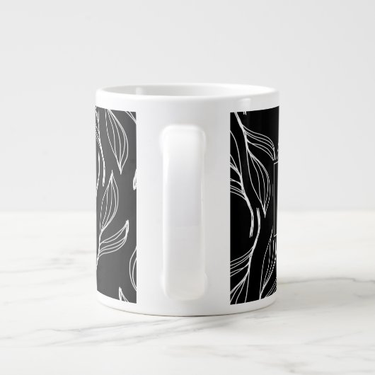 Botanisches Grün, Schwarz-Weiß-Monogramm Jumbo-Tasse (Rückseite)