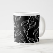 Botanisches Grün, Schwarz-Weiß-Monogramm Jumbo-Tasse (Vorderseite Rechts)