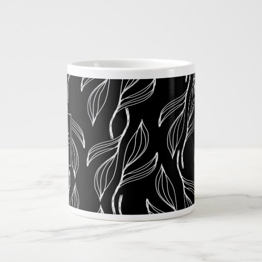 Botanisches Grün, Schwarz-Weiß-Monogramm Jumbo-Tasse (Vorderseite)