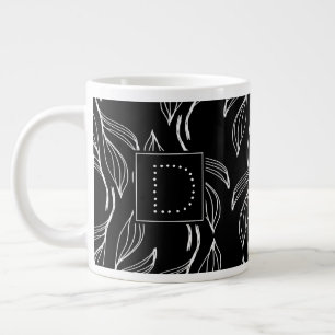 Botanisches Grün, Schwarz-Weiß-Monogramm Jumbo-Tasse