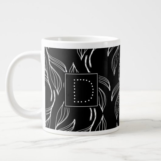 Botanisches Grün, Schwarz-Weiß-Monogramm Jumbo-Tasse (Links)