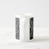 Botanisches Grün, Schwarz-Weiß-Monogramm Porzellantasse (Rückseite)