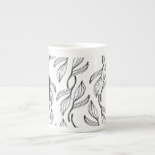 Botanisches Grün, Schwarz-Weiß-Monogramm Porzellantasse (Vorderseite)