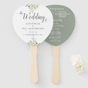 Botanisches Grün-Skript-Hochzeitsprogramm Fächer