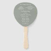 Botanisches Grün-Skript-Hochzeitsprogramm Fächer (Rückseite)