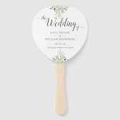 Botanisches Grün-Skript-Hochzeitsprogramm Fächer (Vorderseite)