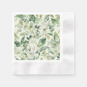 Botanisches Grün Wasserfarbe Florale Blätter Natur Serviette
