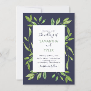Botanisches Grün Wasserfarbe Petite Wedding Einladung
