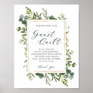 Botanisches Grün Wedding Guest Quilt Sign Poster