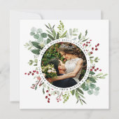 Botanisches Grün Weihnachten Hochzeit Foto Platz Dankeskarte (Vorderseite)