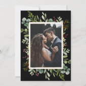 Botanisches Grün Weihnachten Schwarzes Hochzeitsse Einladung (Rückseite)