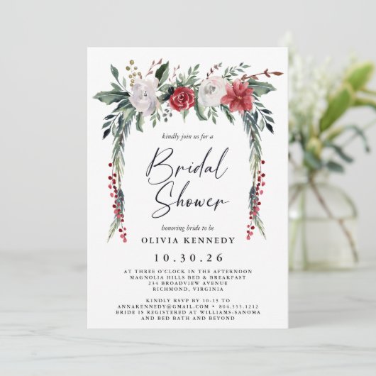 Botanisches Grün Weihnachtsfest Brautparty Einladung (Stehend Vorderseite)