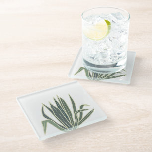 Botanisches Grünblatt Glasuntersetzer