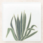 Botanisches Grünblatt Glasuntersetzer (Vorderseite)