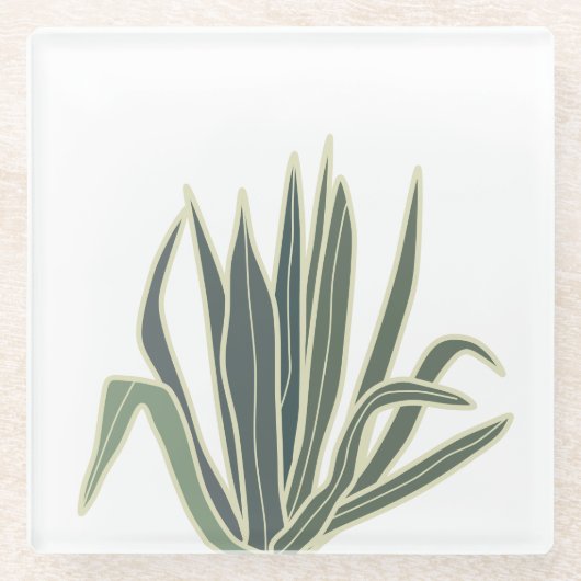 Botanisches Grünblatt Glasuntersetzer (Vorderseite)