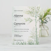 Botanisches grünes Blatt blumenreiche Hochzeit Einladung (Stehend Vorderseite)
