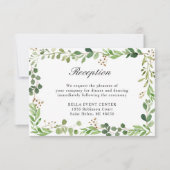 Botanisches grünes Blätter Hochzeitsempfang Einladung (Vorderseite)